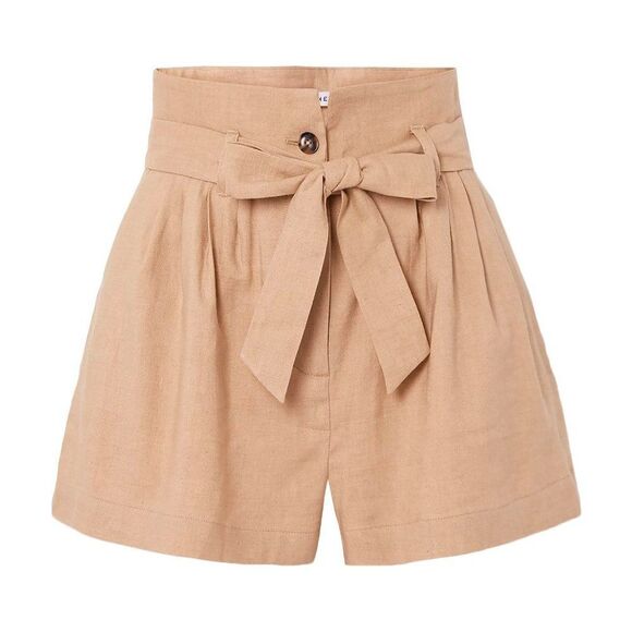 FRAME New Women's Linen High-Waisted Shorts Sand - Picture 1 of 5